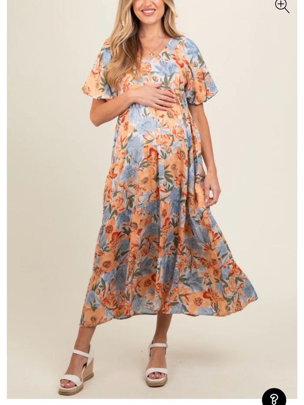 Pinkblush Floral Tiered Midi Dress in Blue & Yellow - Picture 4 of 4